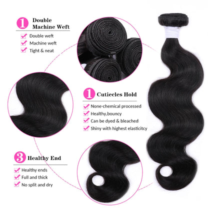 Body Wave Natural Color Brazilian Hair Bundles 100% Human Hair Bundles Long Remy Hair Extensions 1/3/4 Pieces 38 40 Inches
