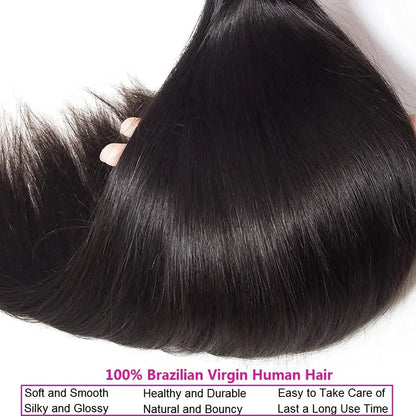 Straight Brazilian Hair Bundles 100% Human Hair Natural Color Bundles Long Remy Hair Extensions 1/3/4 Pieces 38 40 Inches